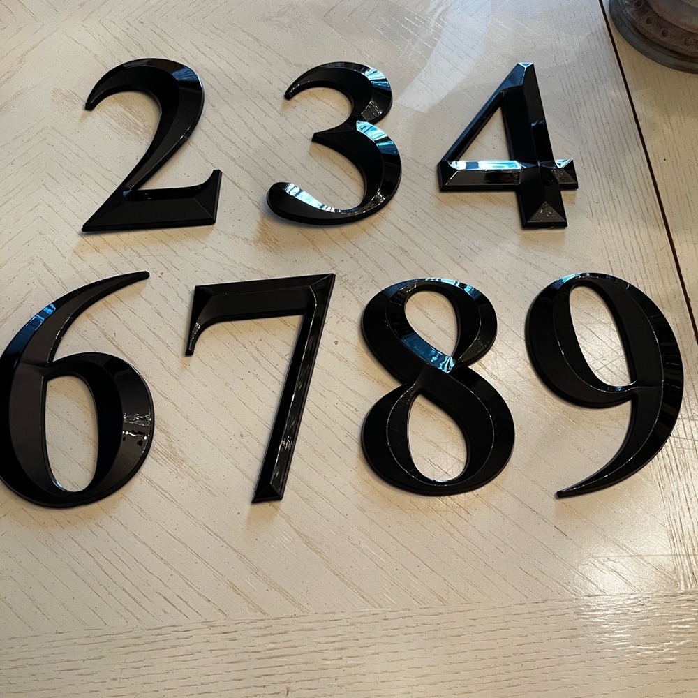 New House, mailbox , self stick  3 dimensional black numbers